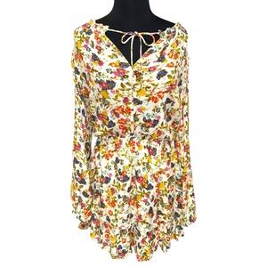Jessica Simpson Bohemian Whimsical Floral Peasant Mini Summer Dress M